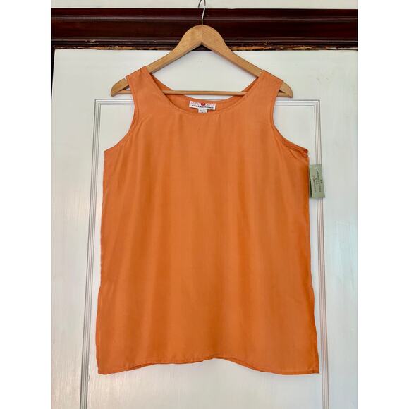Deadstock Vintage Orange Silk Sleeveless Tank Top Size Medium - Picture 1 of 4